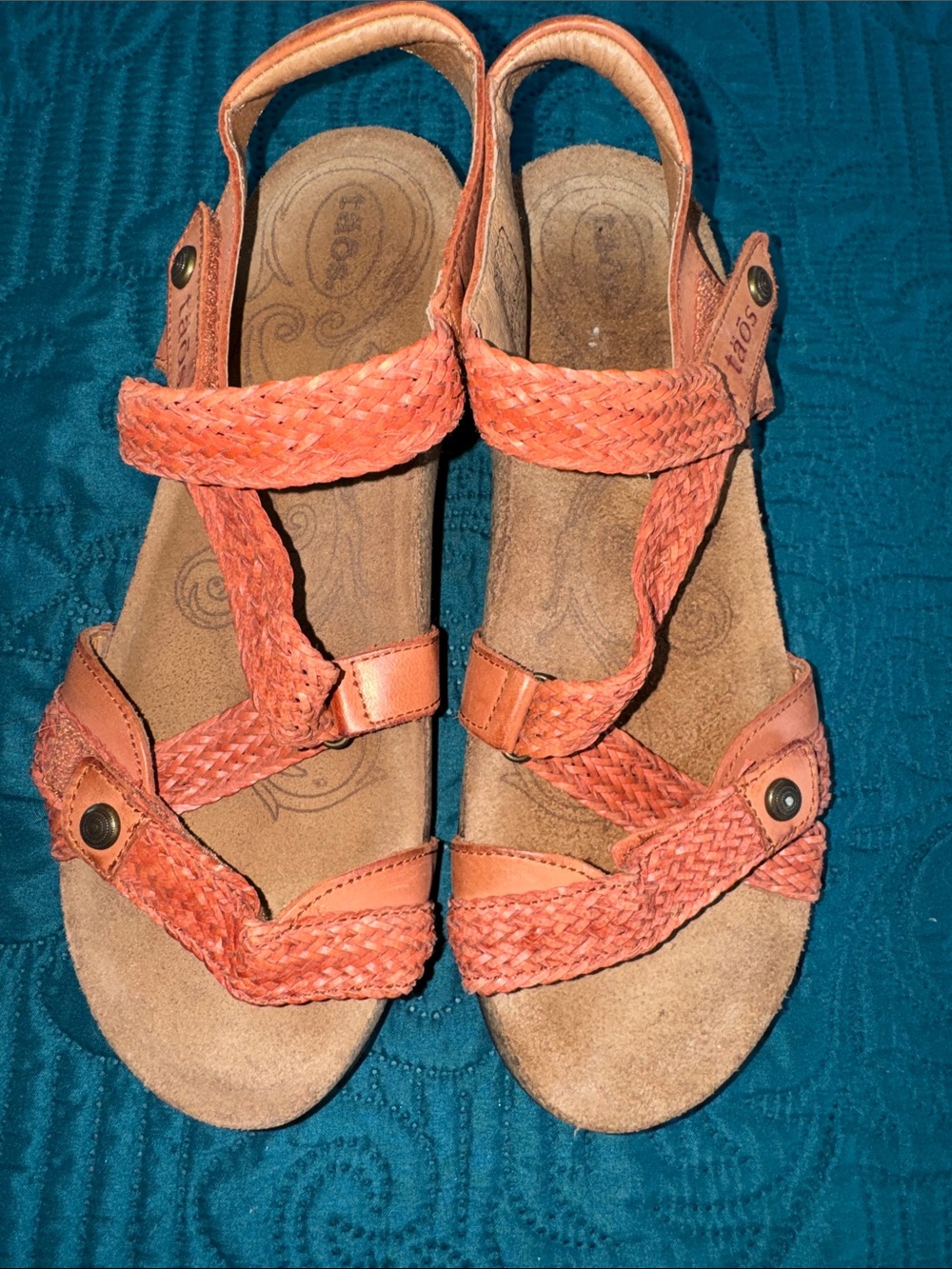 Taos Footwear Braided Slingback Sandals in Orange